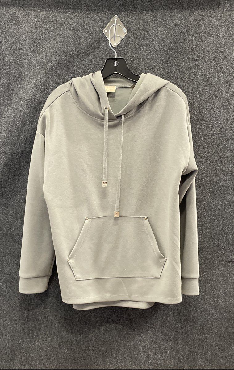 Elie Tahari Women's Green Pullover Hoodie Studded Kangaroo Pocket Size M