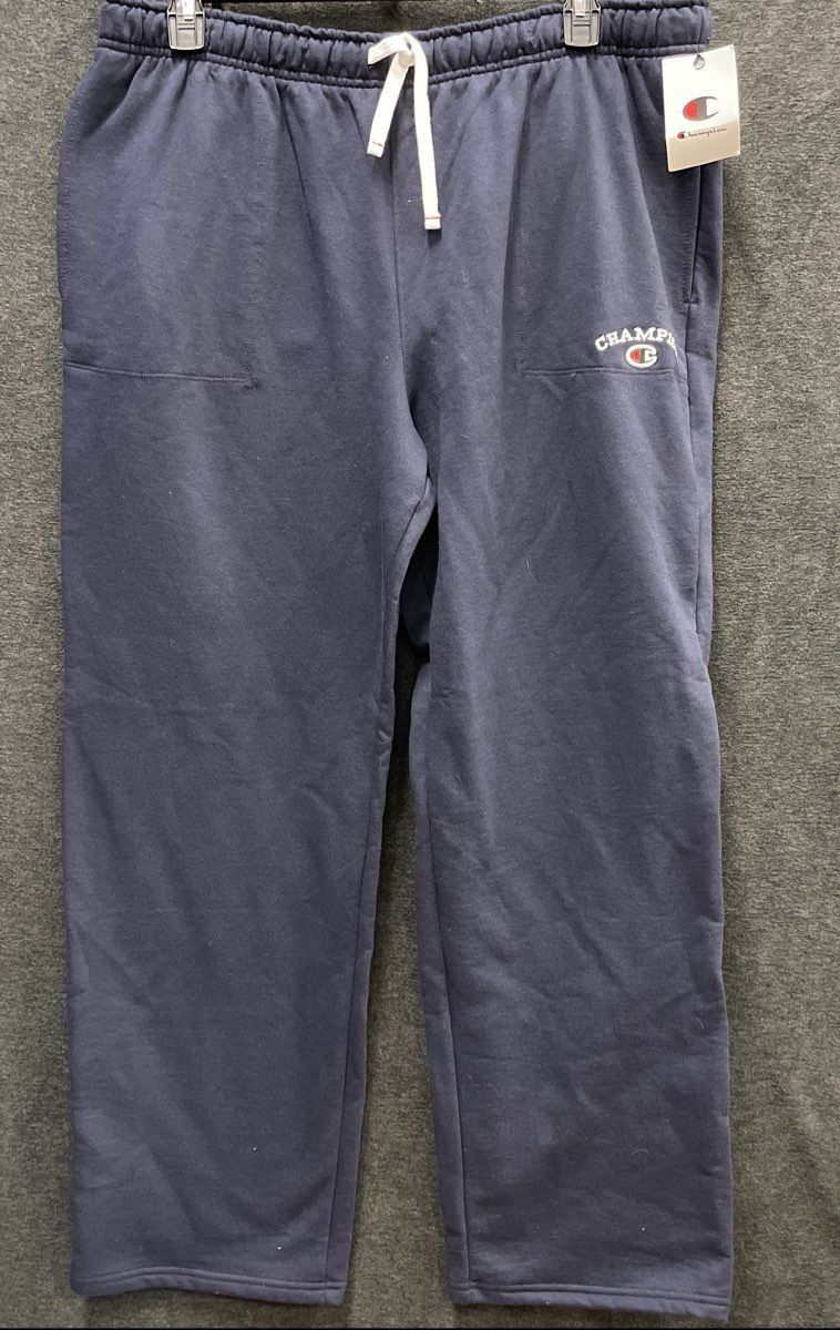 Champion Men's Navy Blue Powerblend Fleece Open Bottom Sweatpants Sz XL NWT