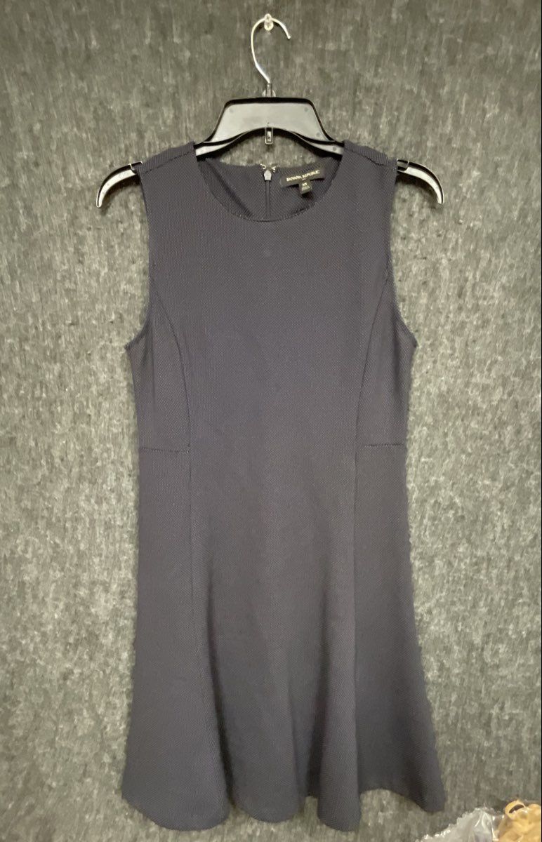 Banana Republic Women's Navy Sleeveless Textured Pique Fit & Flare Dress Sz XS