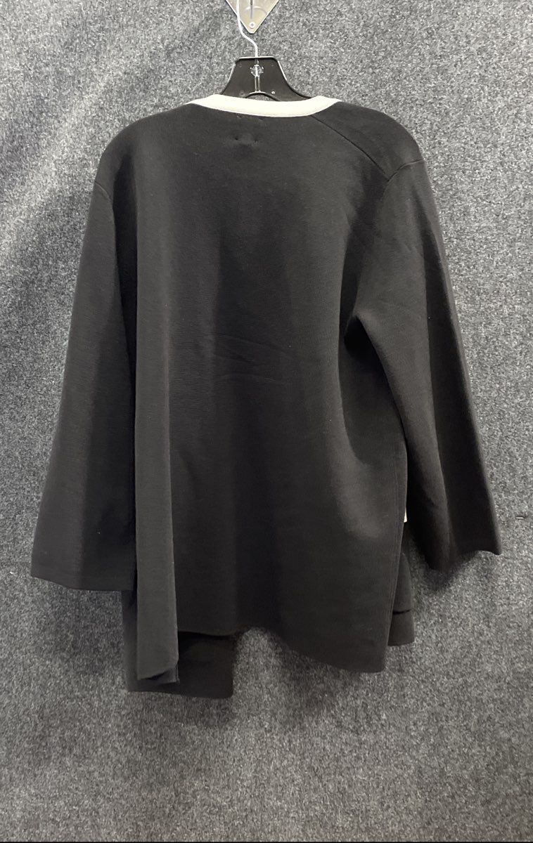 Anne Klein Women's Black White Contrast Trim Open Front Cardigan Sweater XL NWT