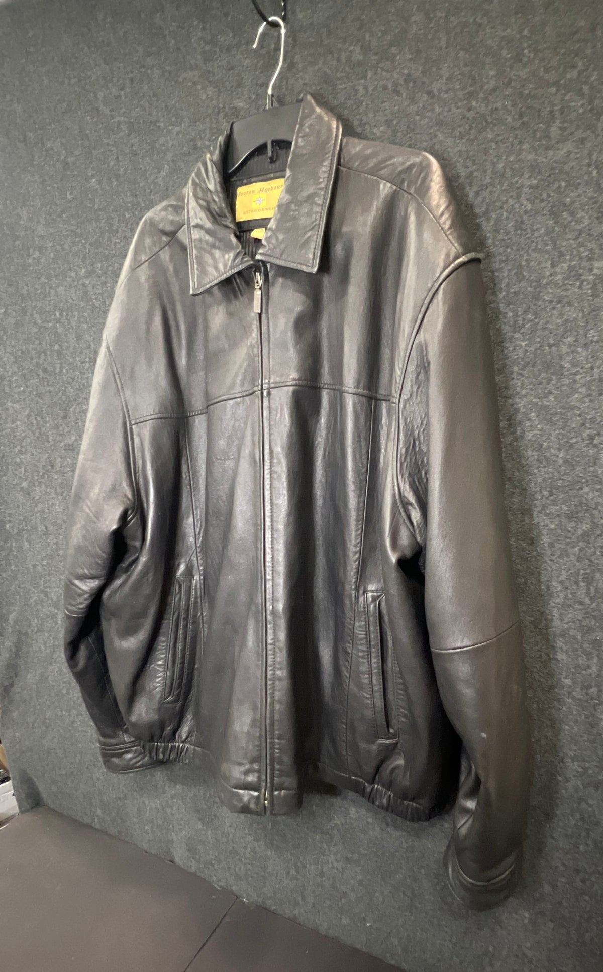 Boston Harbour Men's Black Leather Full Zip Outdoorwear Jacket Sz 3XLT