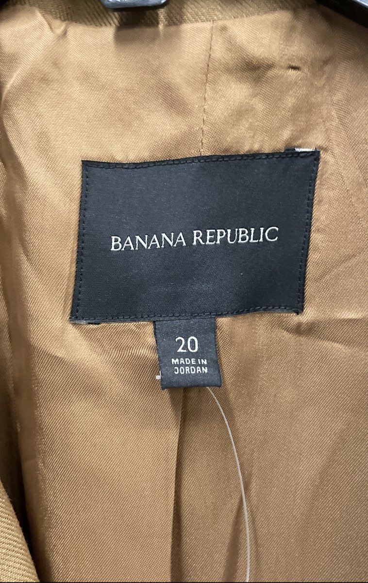 Banana Republic Women's Camel Tan Wool Double Breasted Blazer Crest Sz 20 NWT