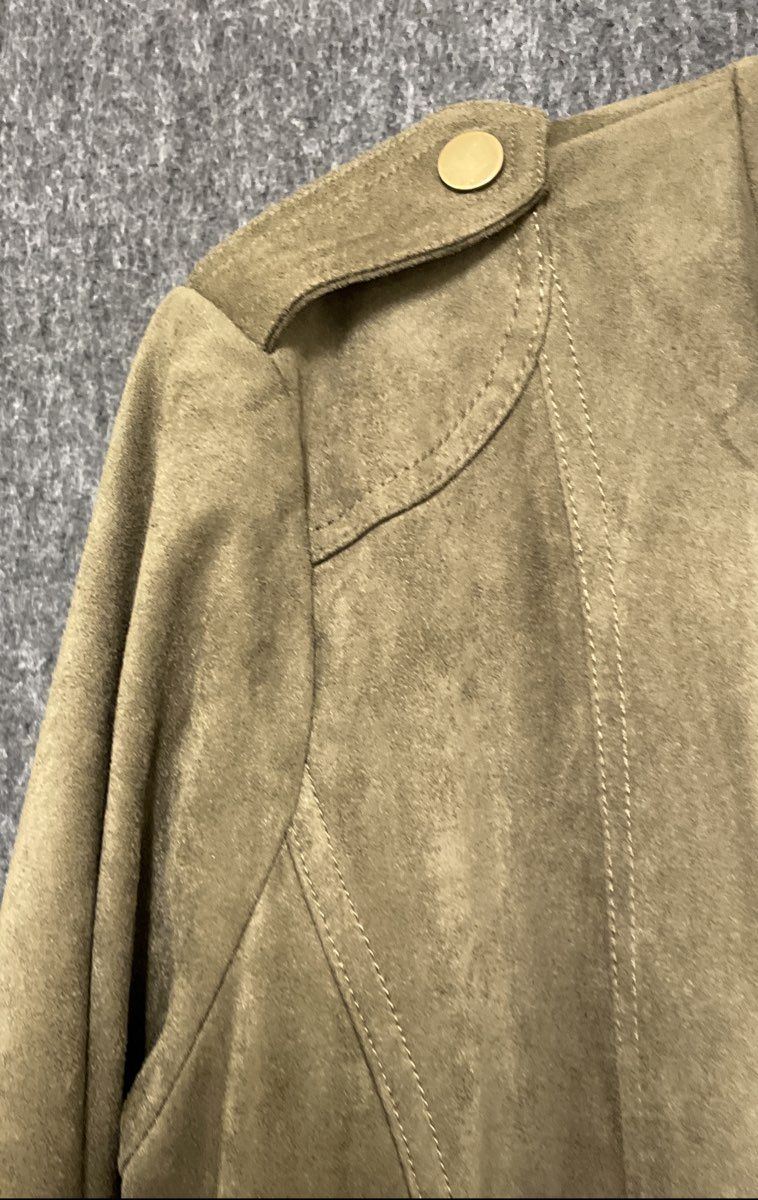 New York & Company Women's Olive Green Faux Suede Moto Jacket Sz L NWT