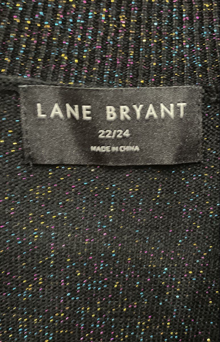 Lane Bryant Women's Black Sparkle Metallic Mock Neck Knit Sweater Tunic Sz 22/24