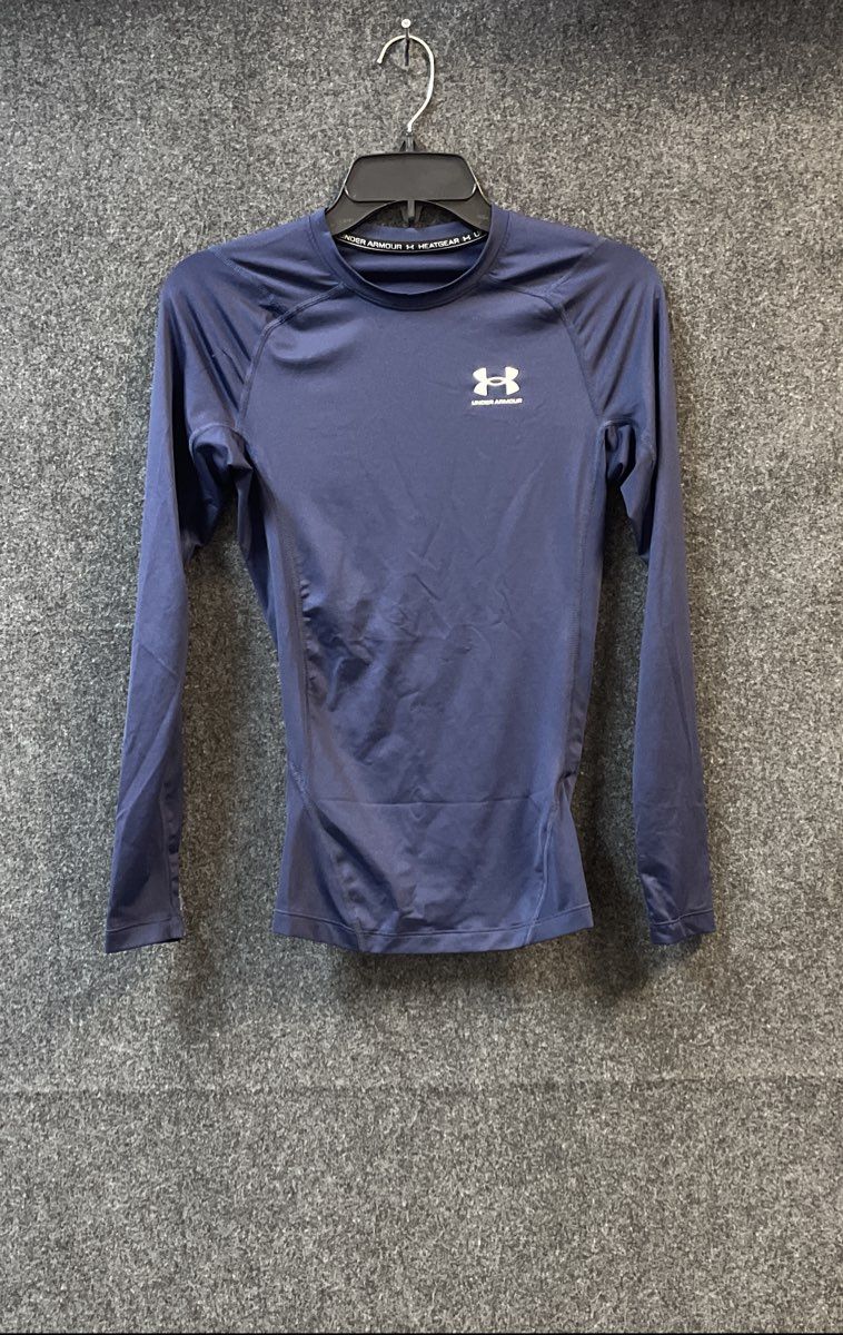 Under Armour Men's Compression Shirt Navy Blue HeatGear Long Sleeve Sz S