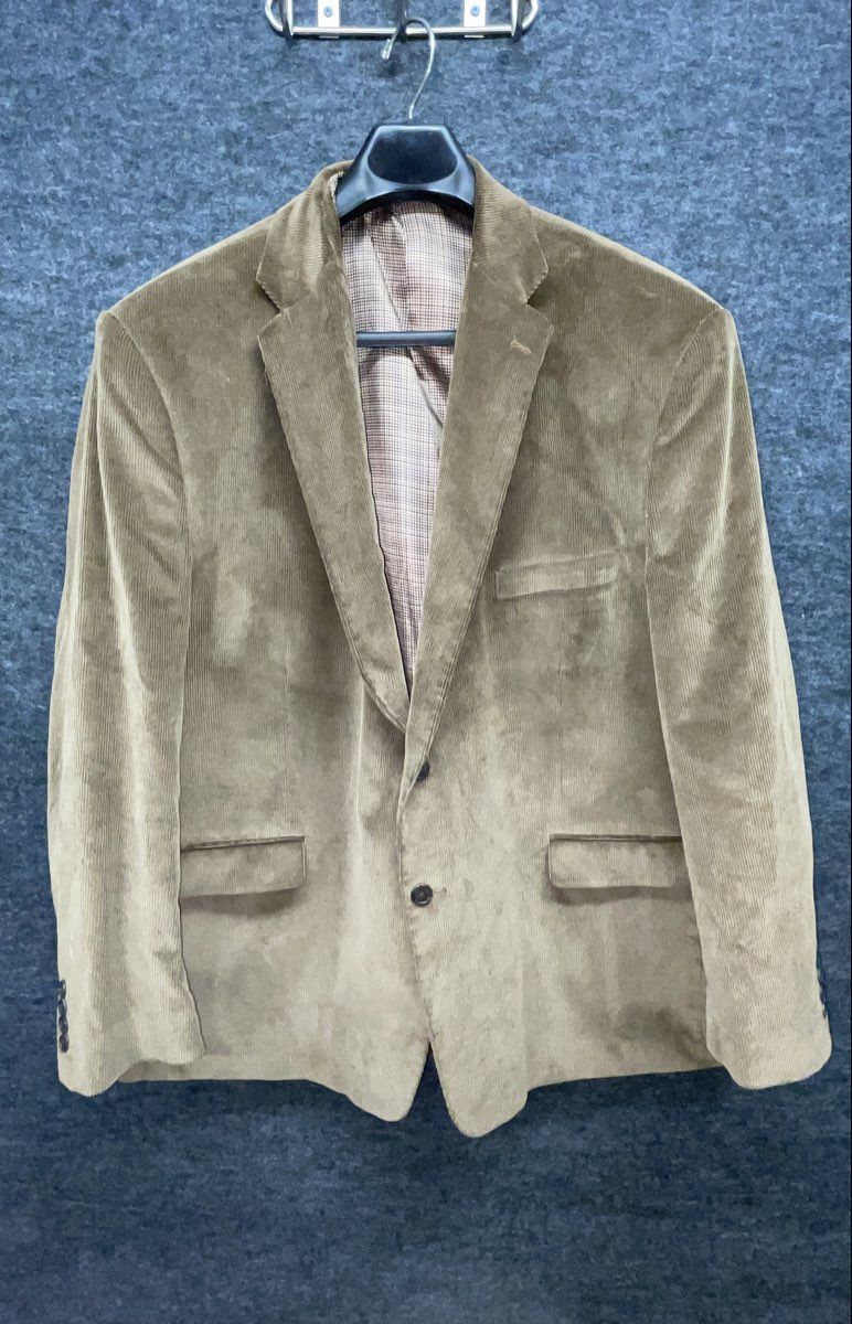 Men's Brown Cotton Corduroy 2-Button Blazer Jacket Size 56R