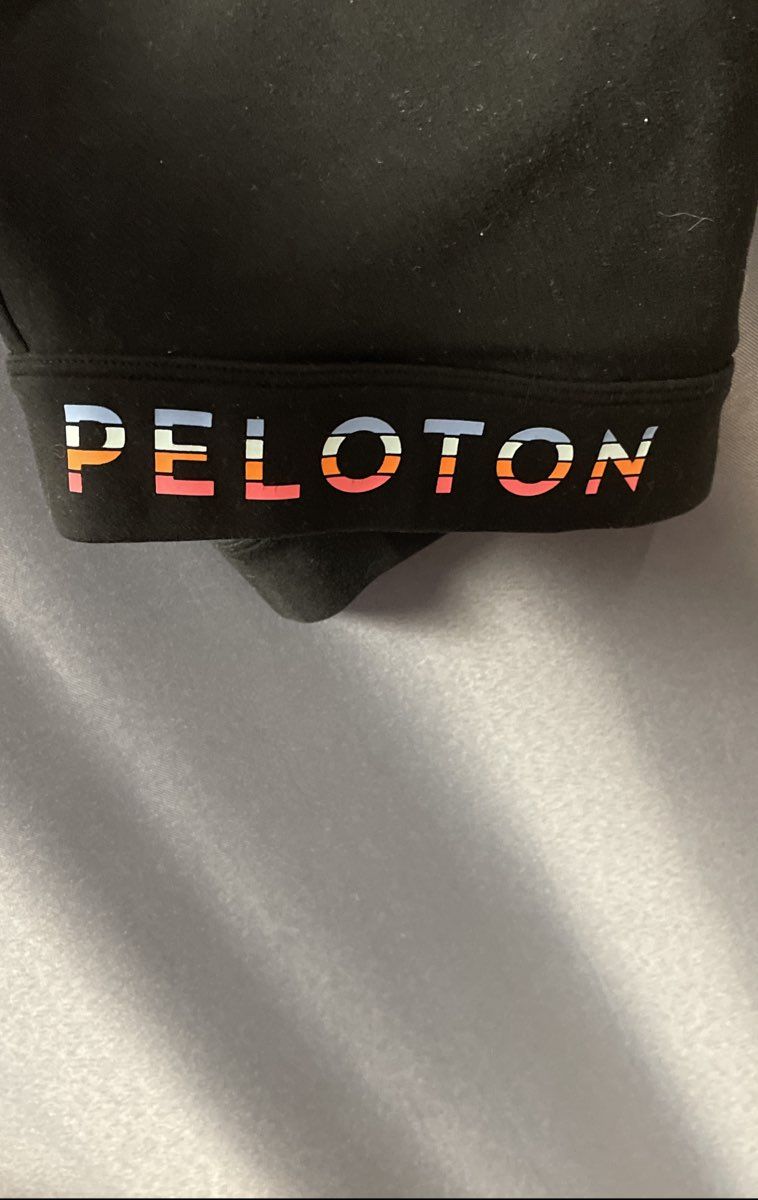 Peloton Women's Black Multi-Color Criss Cross Strap Sports Bra Workout Top Sz M