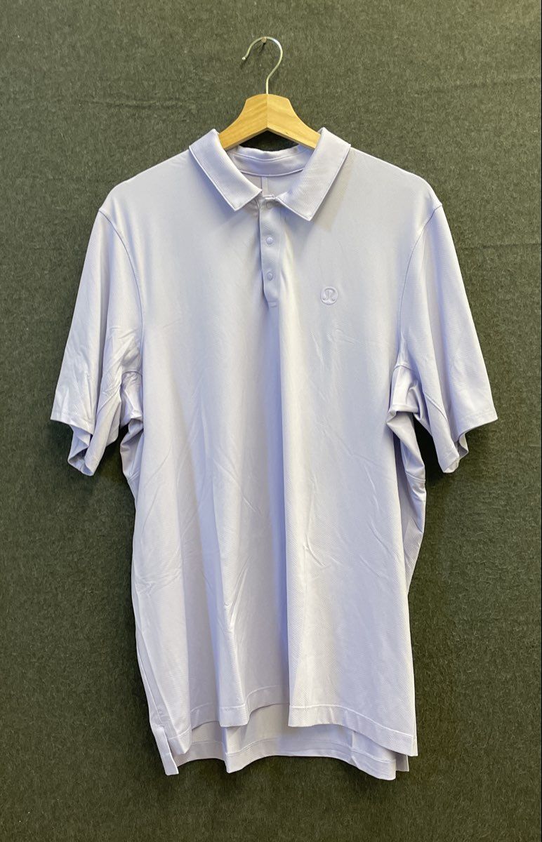 Lululemon Men's Purple Short Sleeve Snap Placket Performance Polo Shirt