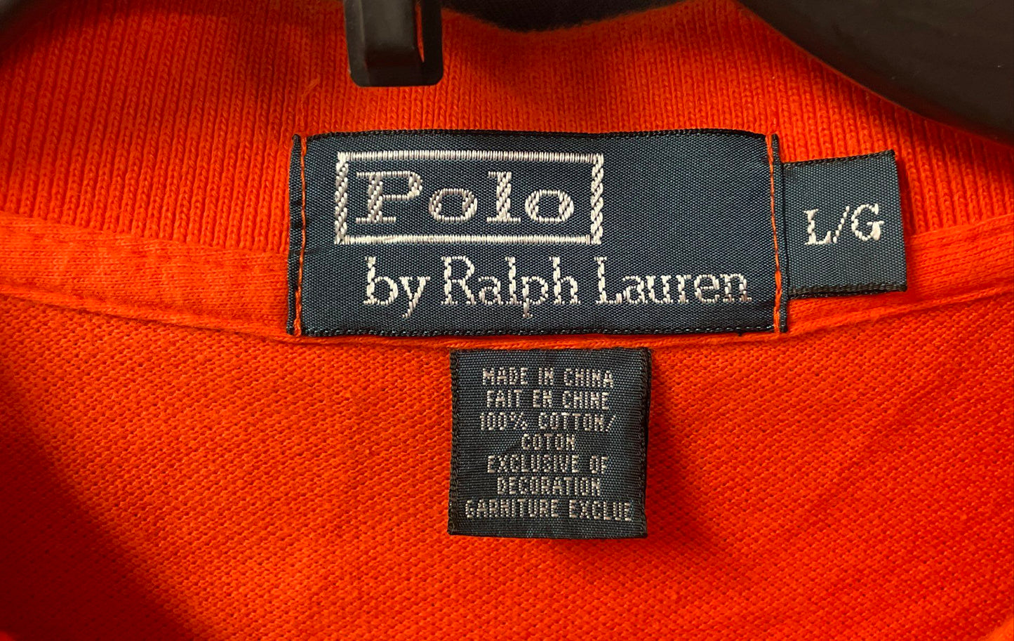 Polo Ralph Lauren Men's Short Sleeve Polo Shirt Orange Pique Navy Pony Sz L