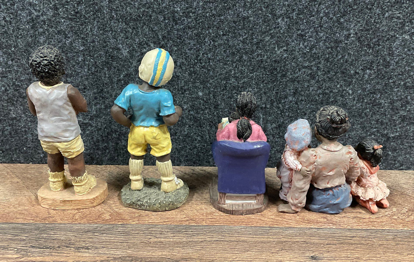 African American Figurine Lot of 4 Resin Collectible Hand Painted Statues