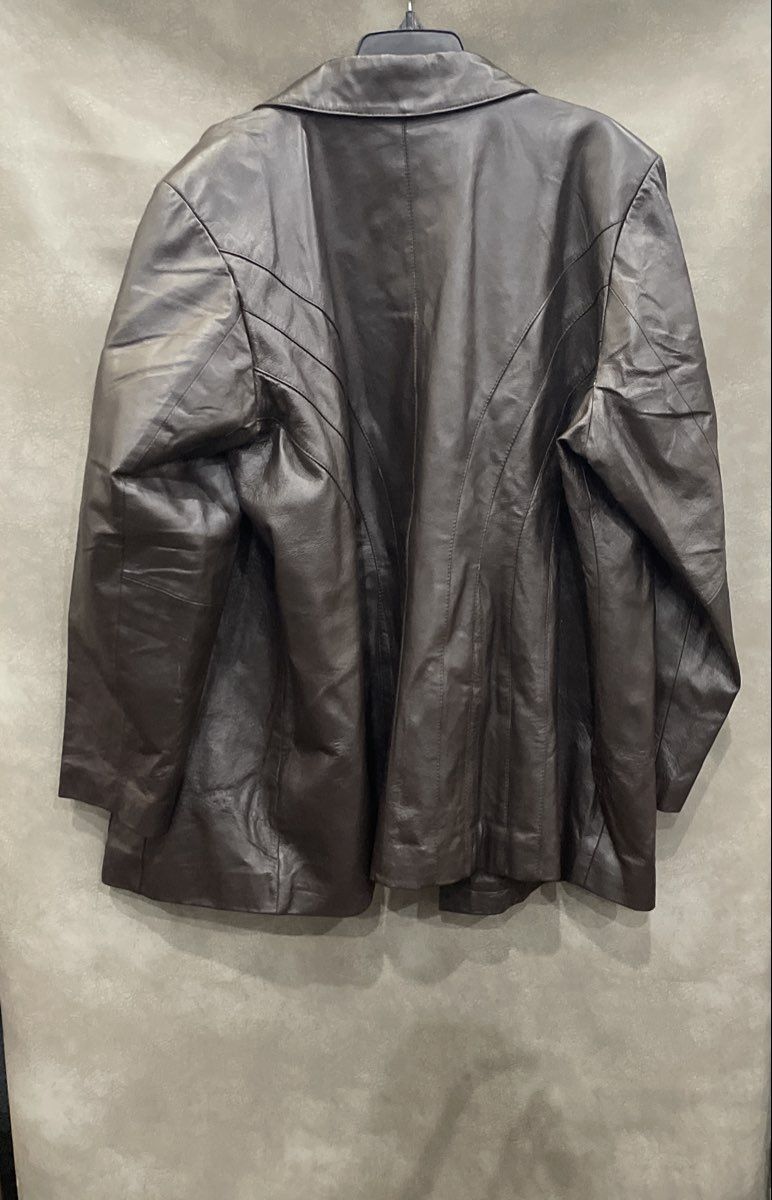 Vintage 90s Veranesi Women's Brown Leather Blazer Jacket Sz 26W