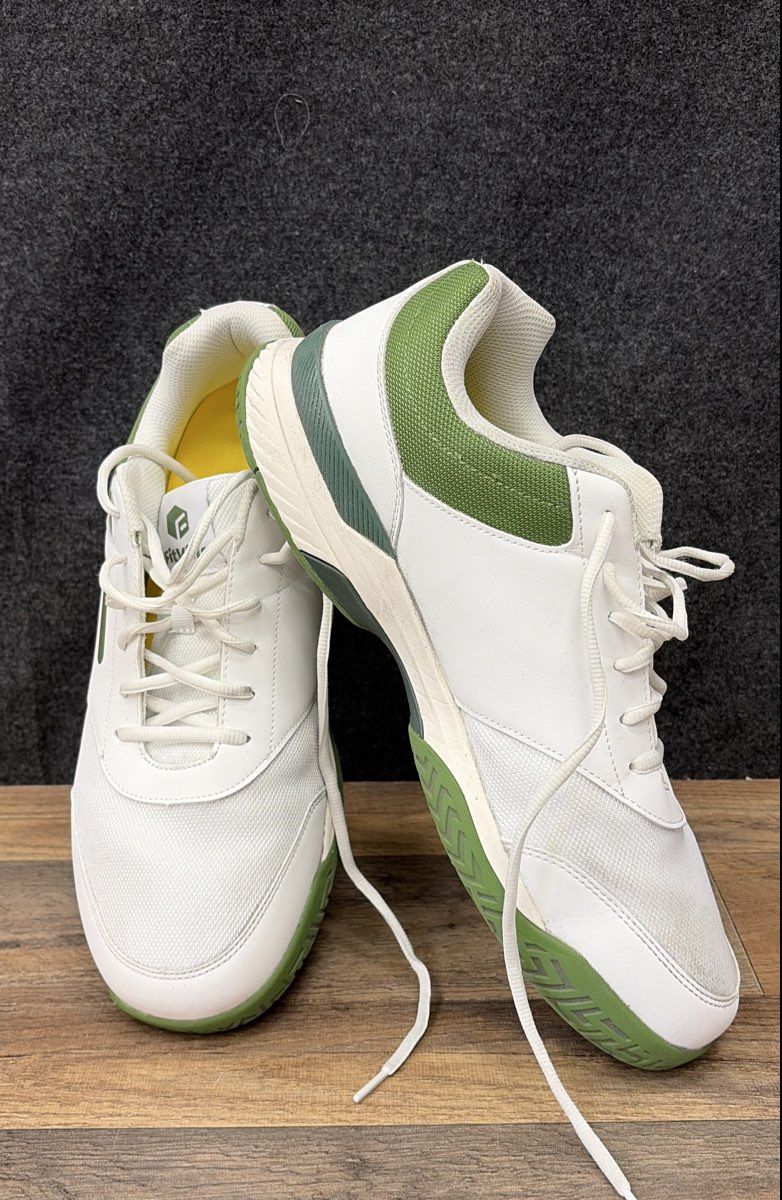 FitVille Pickleball Court Sneakers White Green Men's Size 14 Wide