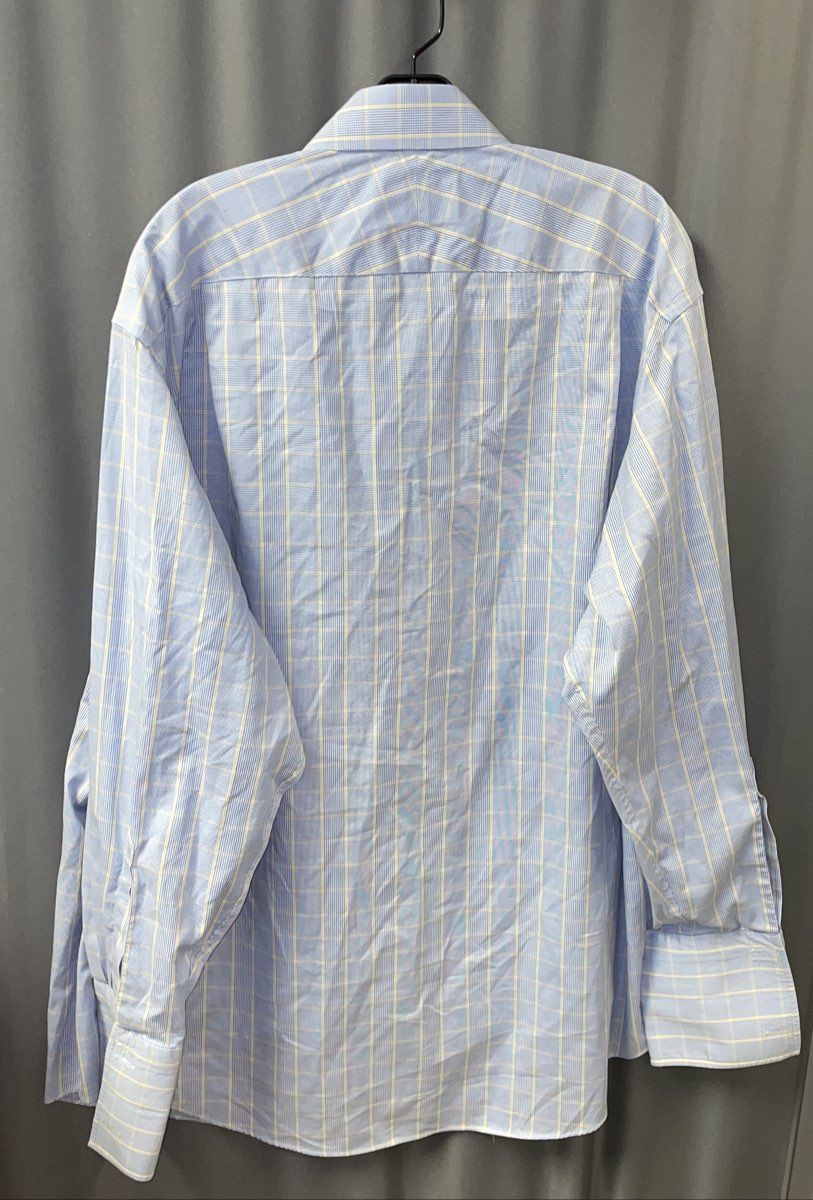 Charles Tyrwhitt Men's Blue Plaid Non-Iron Classic Fit Button Up Shirt Sz 18/35