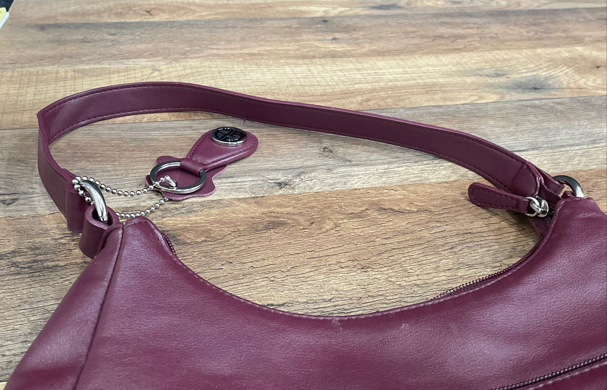 Giani Bernini Maroon Leather Hobo Shoulder Bag Purse Silver Hardware