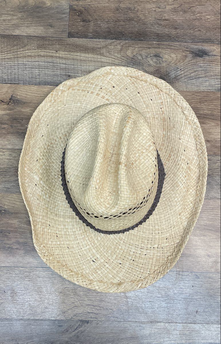 J Hats Unisex Straw Cowboy Hat Natural Tan Ventilated Braided Band OSFM