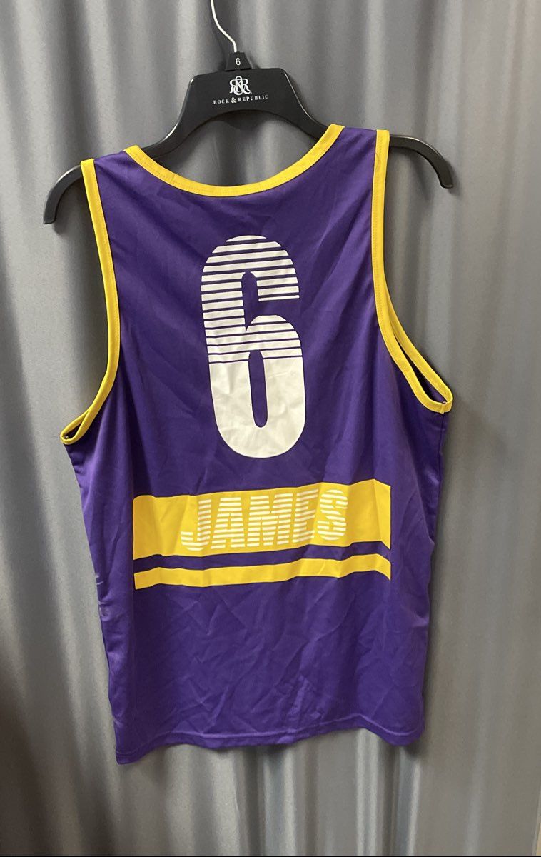 NBA LA Lakers Men's LeBron James #6 Purple Basketball Jersey Tank Top Sz M