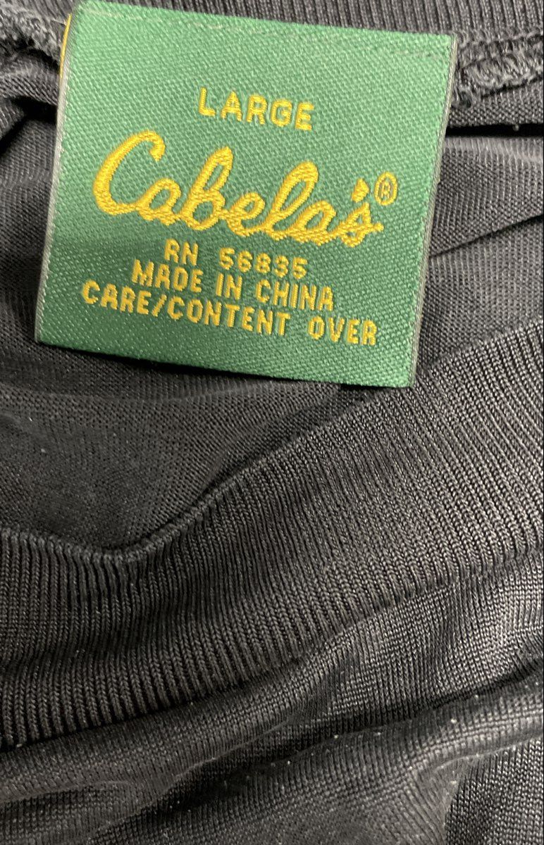 Cabela's Men's Vintage 90s 100% Silk Long Sleeve Base Layer Shirt Black Sz L
