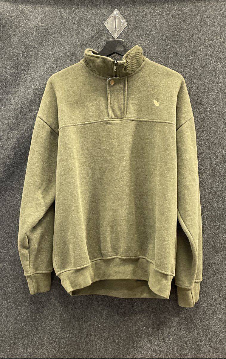 Mack's Prairie Wings Men's Olive Green 1/4 Zip Snap Pullover Sweatshirt Sz L