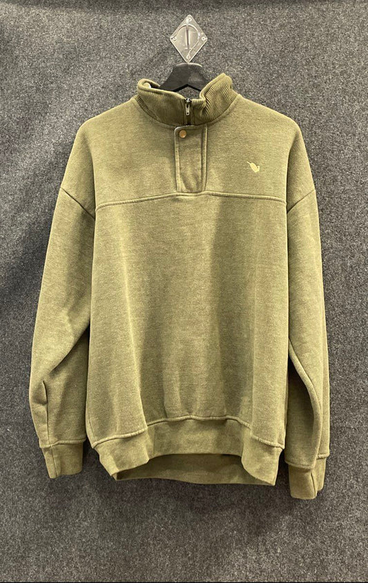 Mack's Prairie Wings Men's Olive Green 1/4 Zip Snap Pullover Sweatshirt Sz L