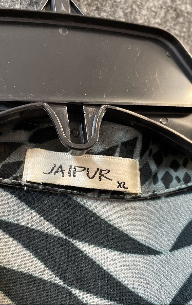 Jaipur Women's Grey Black Geometric Optical Illusion Blouse Shirt Sz XL