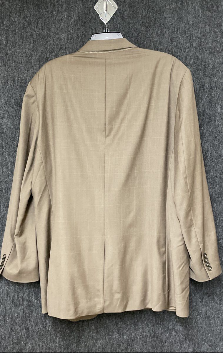 Jos. A. Bank Men's Tan Beige Windowpane Wool Cashmere Blazer Sport Coat Sz 46L