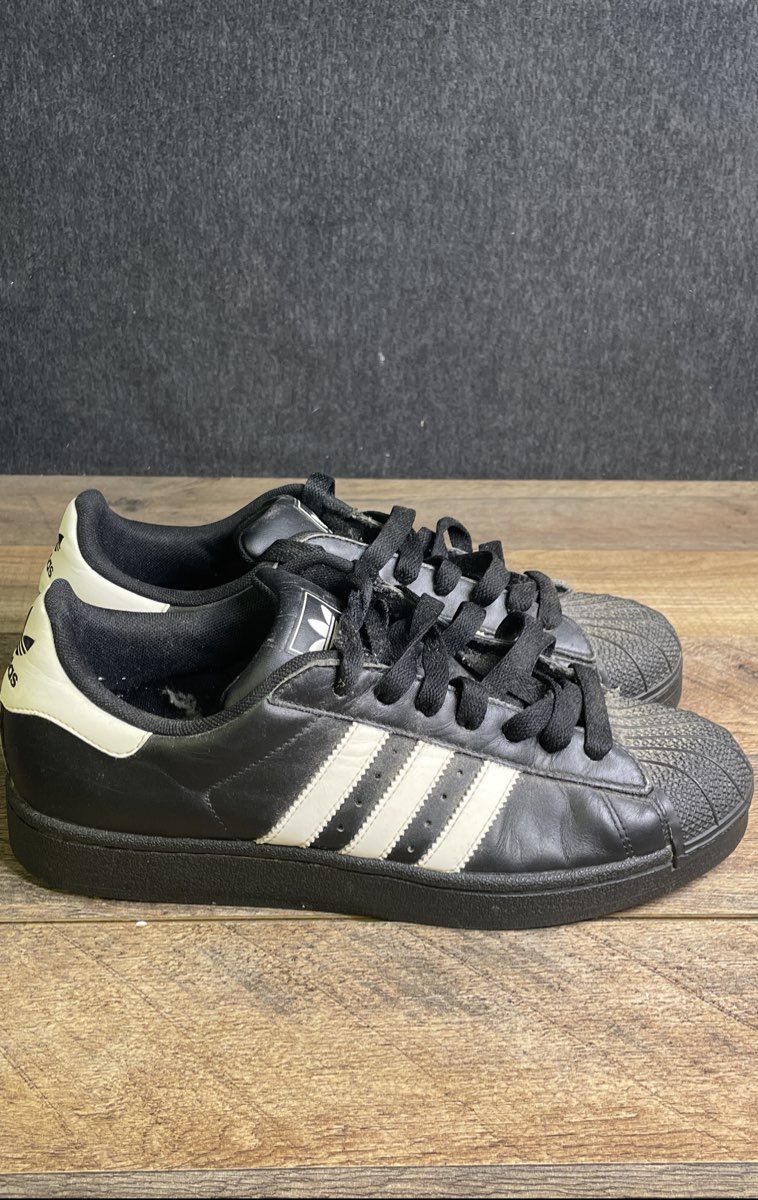 Adidas Superstar Black White Black Sole Shell Toe Sneakers Men's Size 8.5
