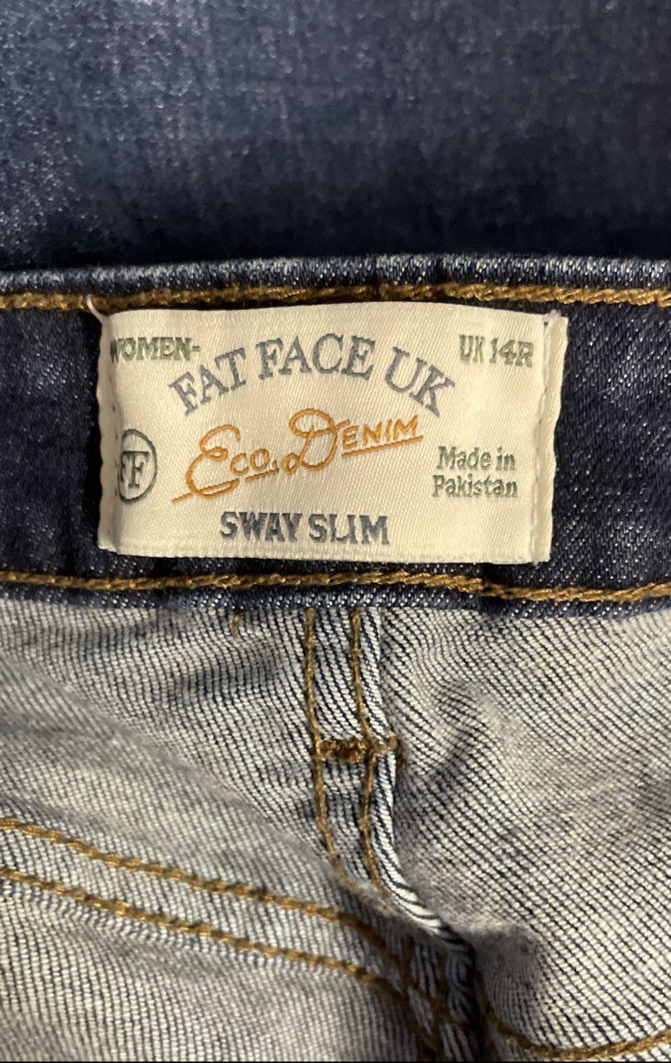Fat Face Women's Sway Slim Eco Denim Blue Indigo Stretch Jeans Sz UK 14R