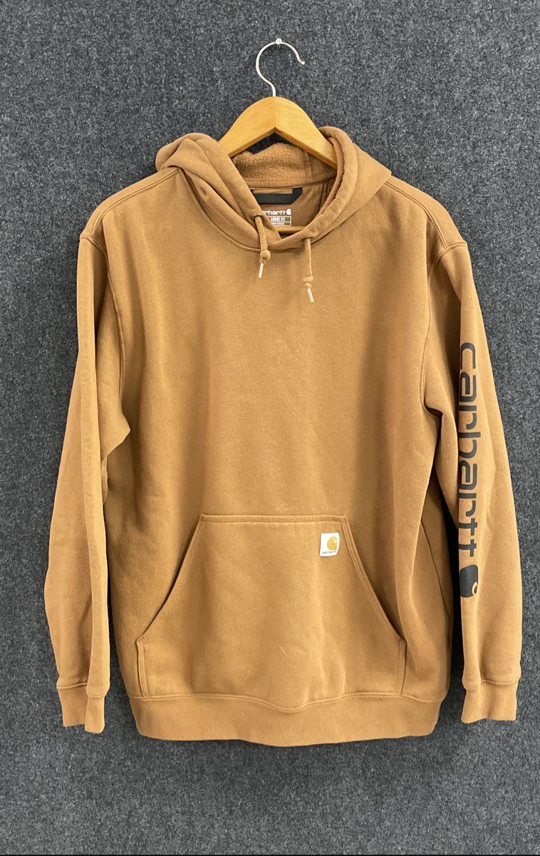 Carhartt Men's Brown K288 Loose Fit Graphic Sleeve Pullover Hoodie Sz XL