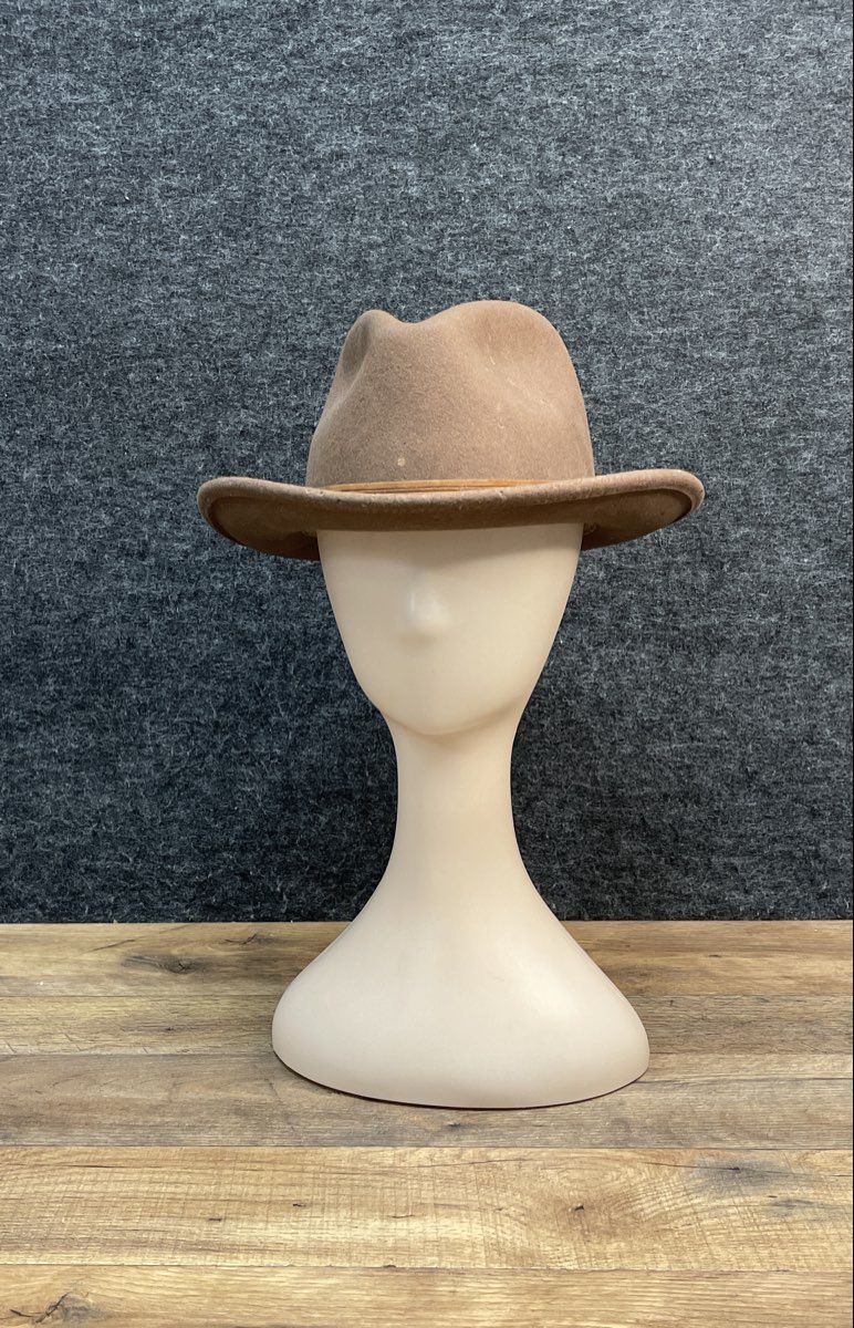 Bailey Brown Felt Fedora Safari Hat Wood Band USA Made Sz Small