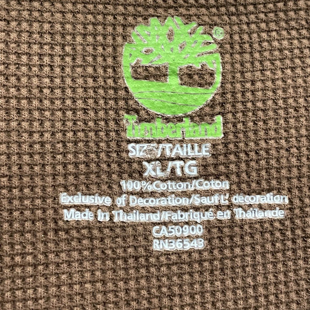 Timberland Men's Brown Waffle Knit Long Sleeve Thermal Shirt Size XL