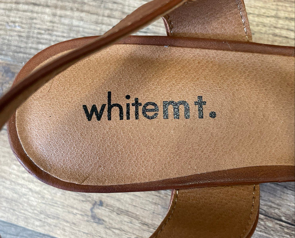 White Mountain Lyons Brown Braided Block Heel Ankle Strap Sandals Size 8.5
