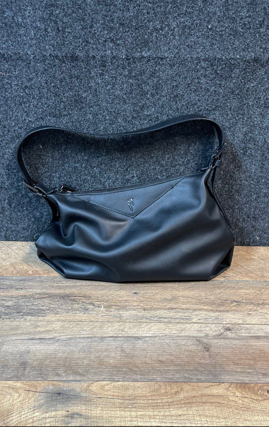 Simply Vera Vera Wang Black Faux Leather Shoulder Bag Purse Slouchy