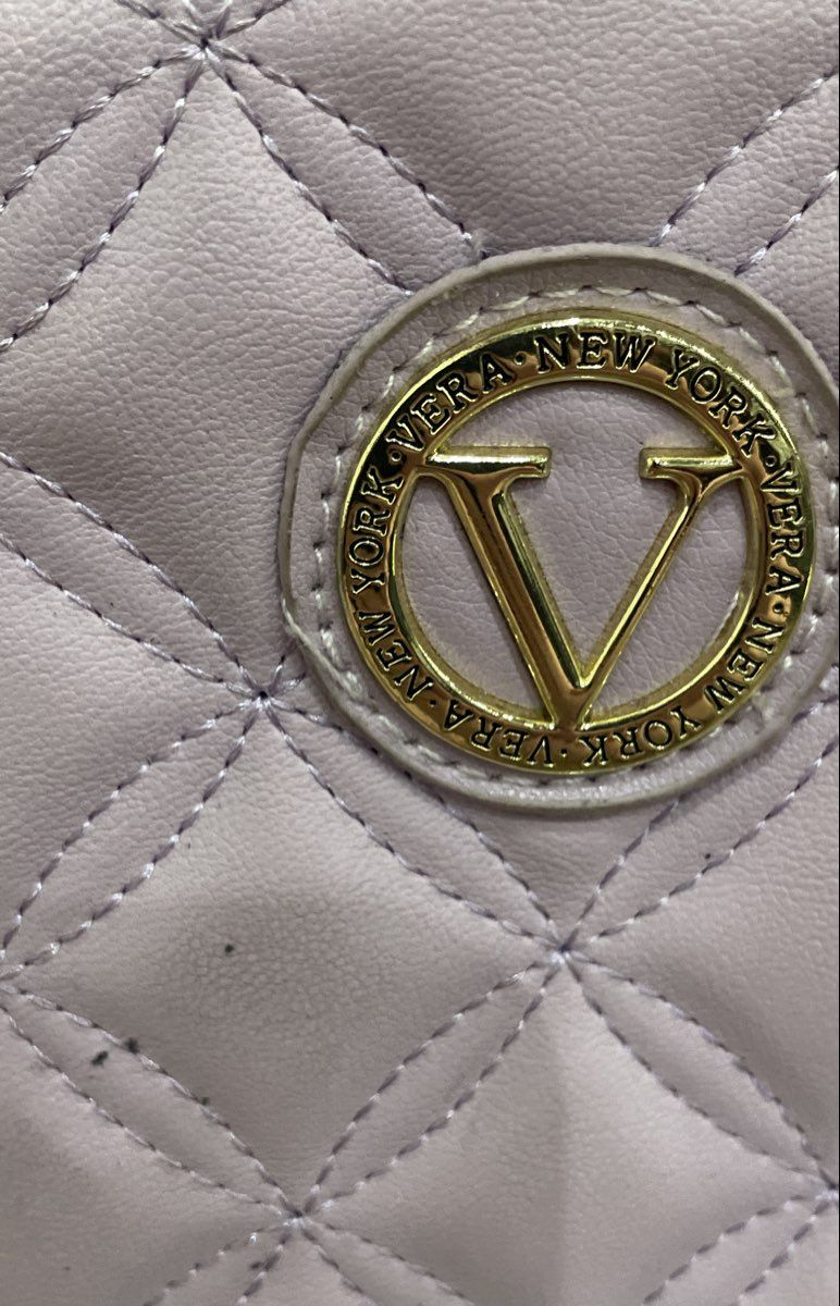 Vera New York Lavender Quilted Tote Bag Gold Tone Hardware Purple Handbag