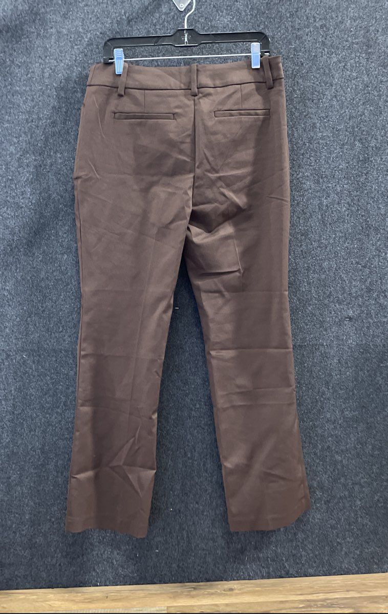 New York & Company Women's Brown Straight Leg Stretch Cotton Blend Pants Sz 10