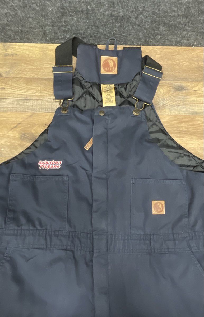 Berne Men's Navy Blue Insulated Quilted Bib Overalls Suburban Propane Sz XL