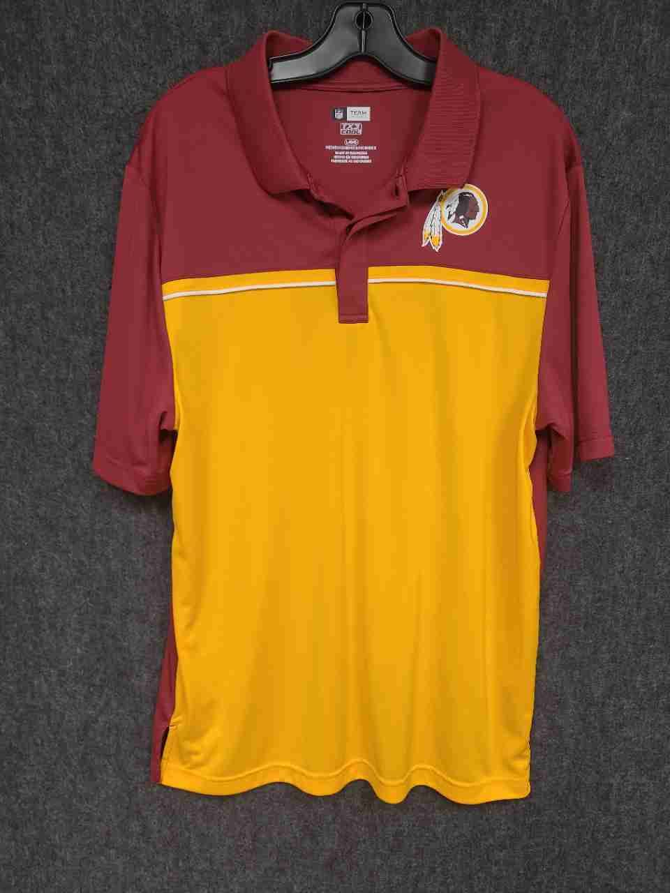 NFL Team Apparel Men's Washington Redskins Polo Shirt Burgundy Gold TX3 Cool L