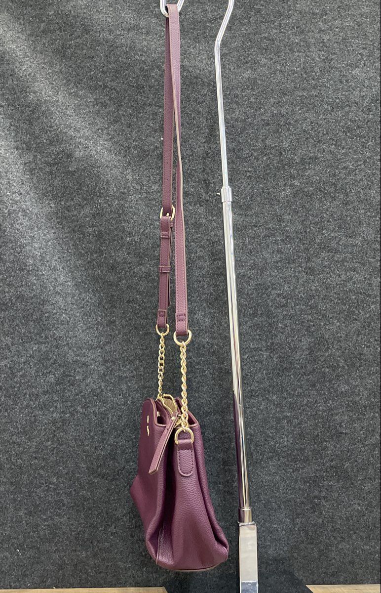 Nanette Lepore Purple Pebbled Leather Triple Zip Crossbody Shoulder Bag