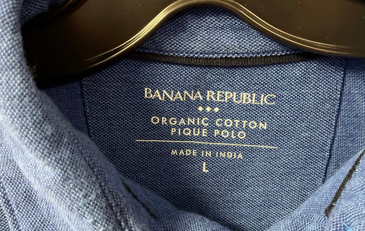 Banana Republic Men's Two Tone Blue Organic Cotton Pique Polo Shirt Size L