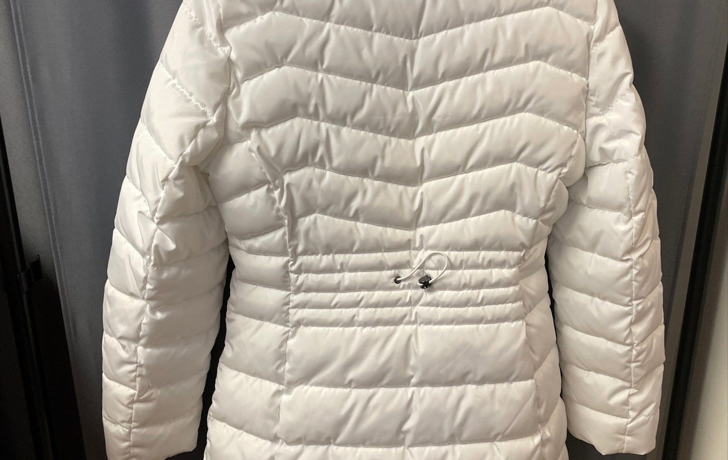 Laundry by Shelli Segal Women's White Hooded Puffer Parka Jacket Cinch Sz S