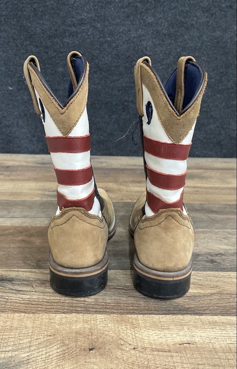 Smoky Mountain Kids American Flag Stars & Stripes Western Cowboy Boots Size 2 R