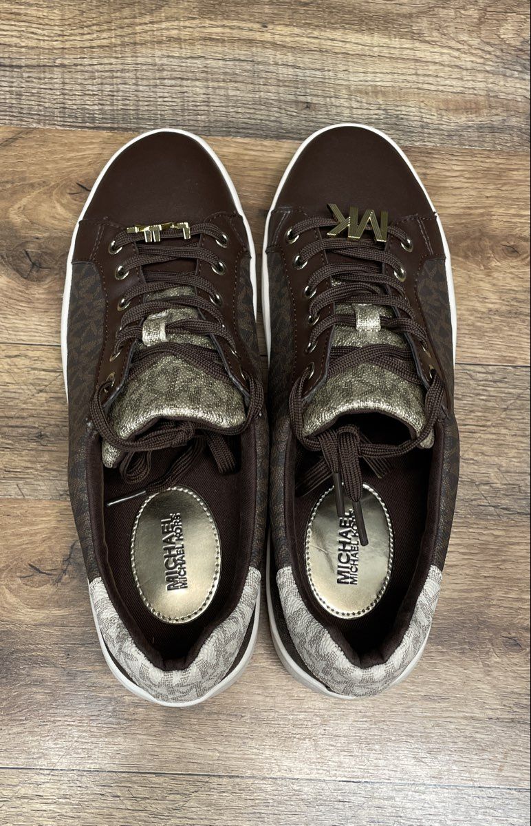 Michael Kors Poppy Brown Signature Logo Platform Sneakers Women's Size 9