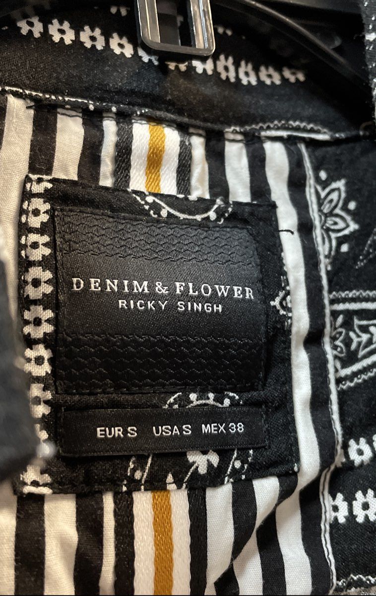 Denim & Flower Men's Black Bandana Paisley Short Sleeve Button Down Shirt Sz S