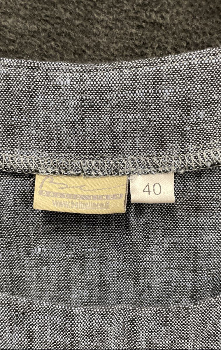 Baltic Linen Women's Blue Grey 100% Linen Cap Sleeve Shift Dress Sz 40