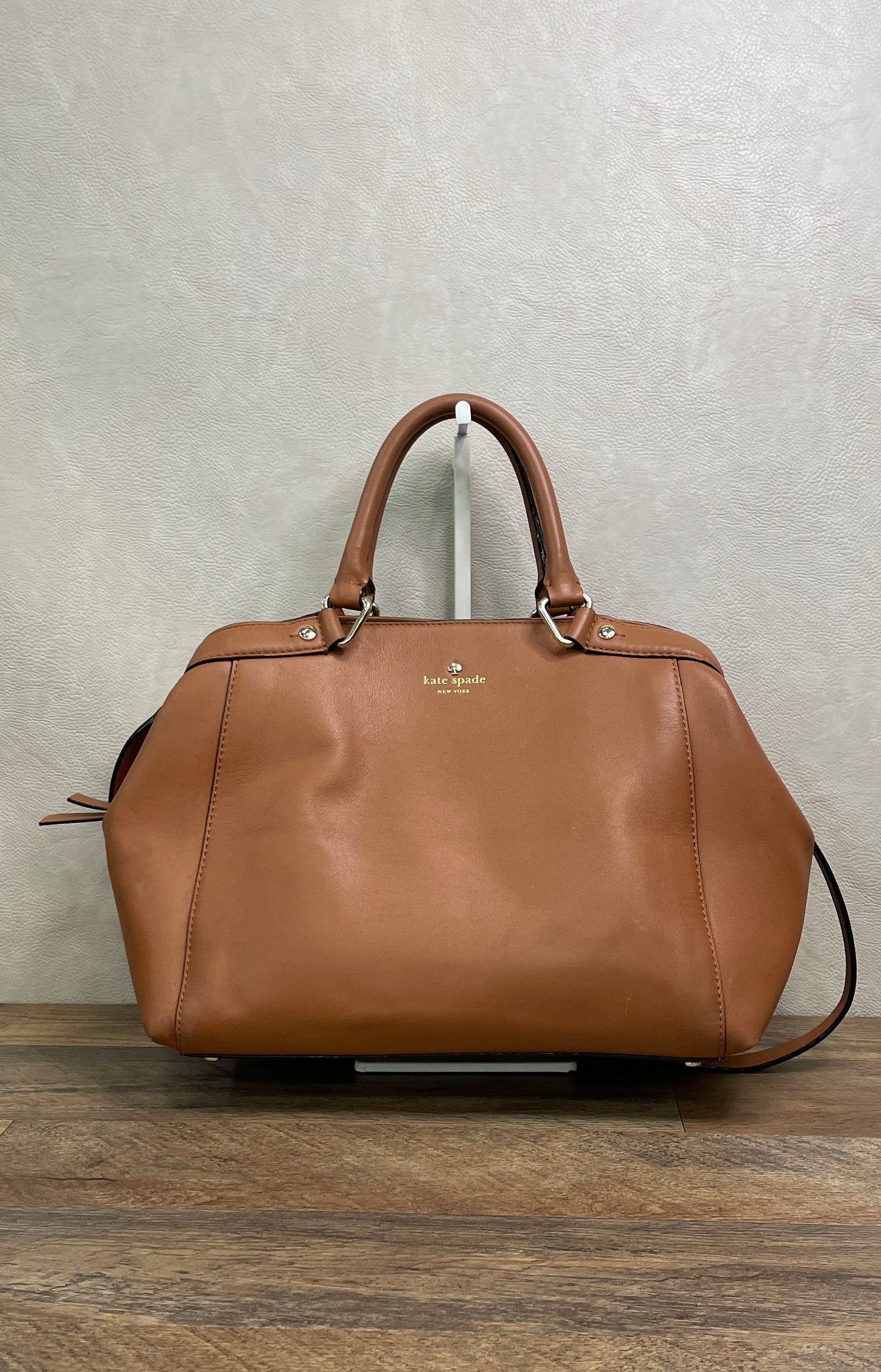 Kate Spade Brown Leather Satchel Handbag Gold Hardware