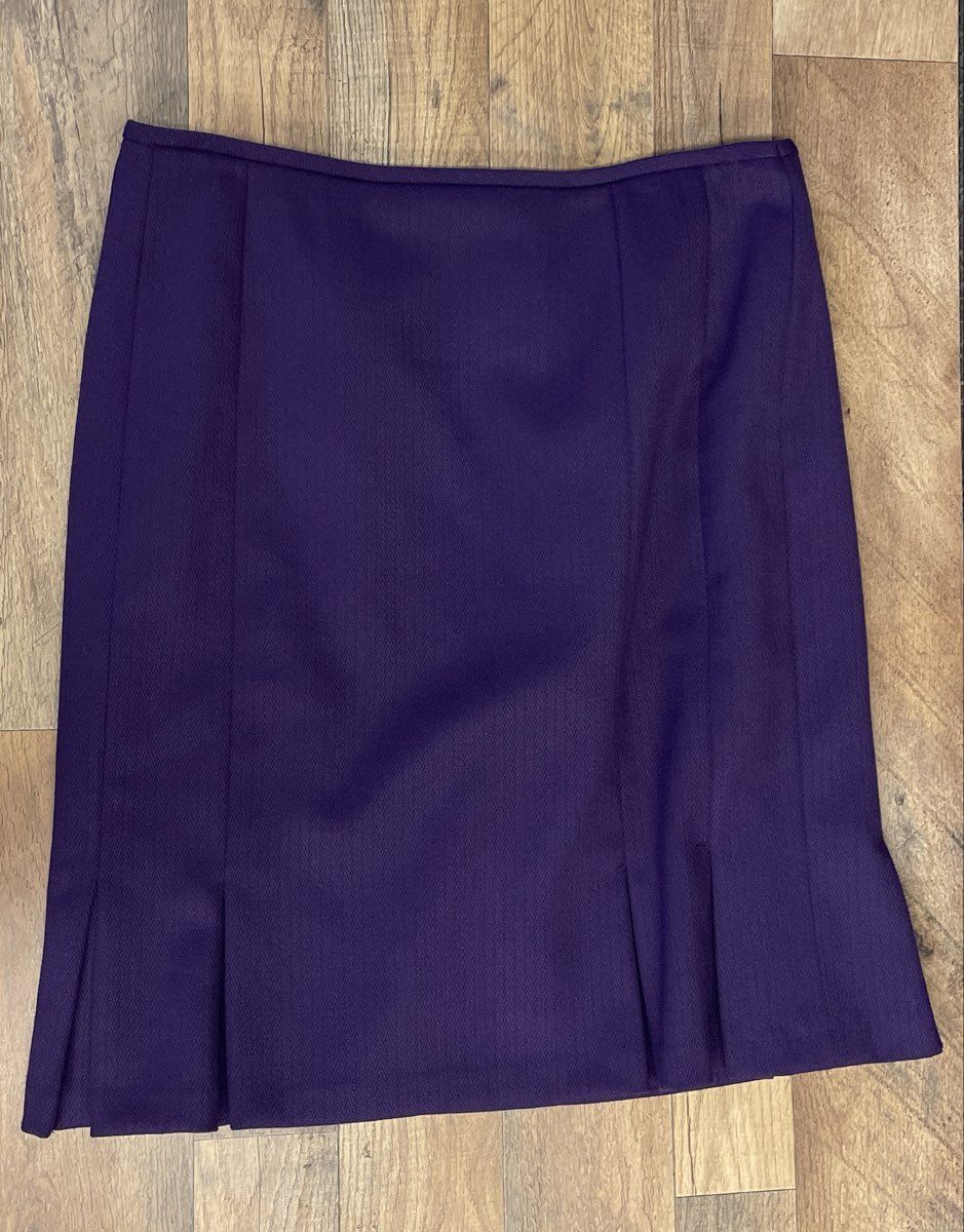 Ann Taylor Women's Purple Pleated Wool Blend Career Pencil Skirt Size 14