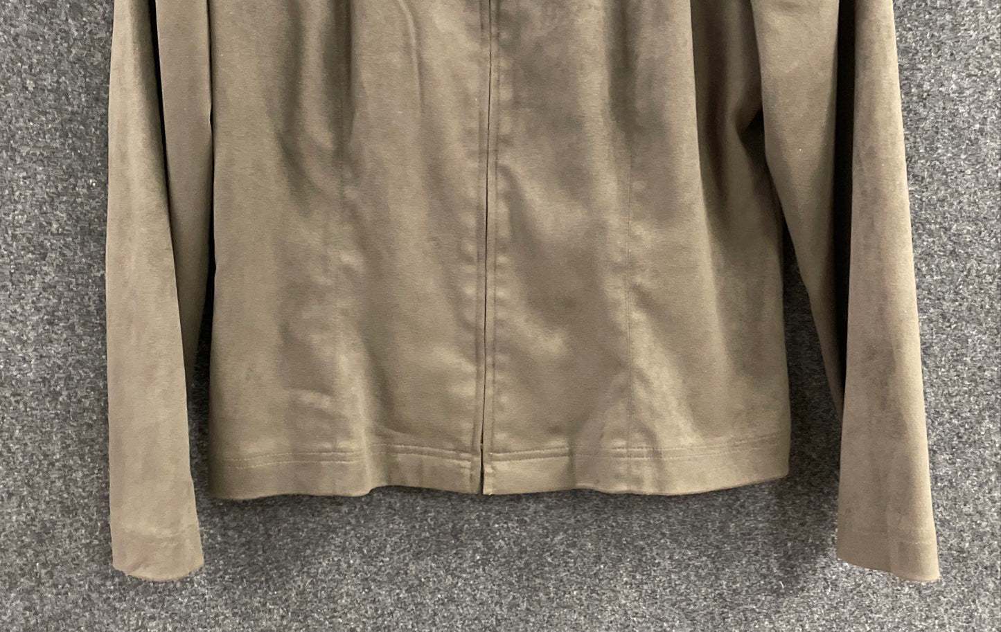 Plaza South Women's Sage Green Faux Suede Full Zip Jacket Vintage Y2K Sz 12