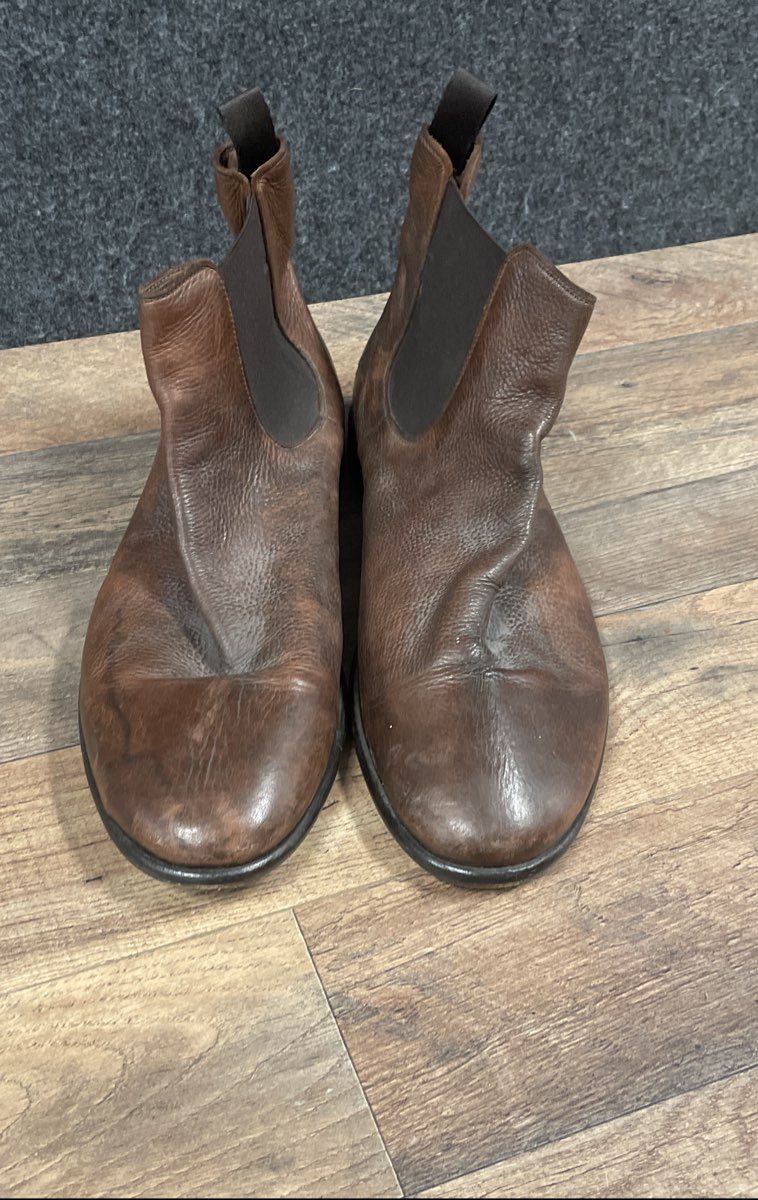 M.Gemi Brown Tumbled Leather Chelsea Boots Made in Italy Men's Size 45 US 12
