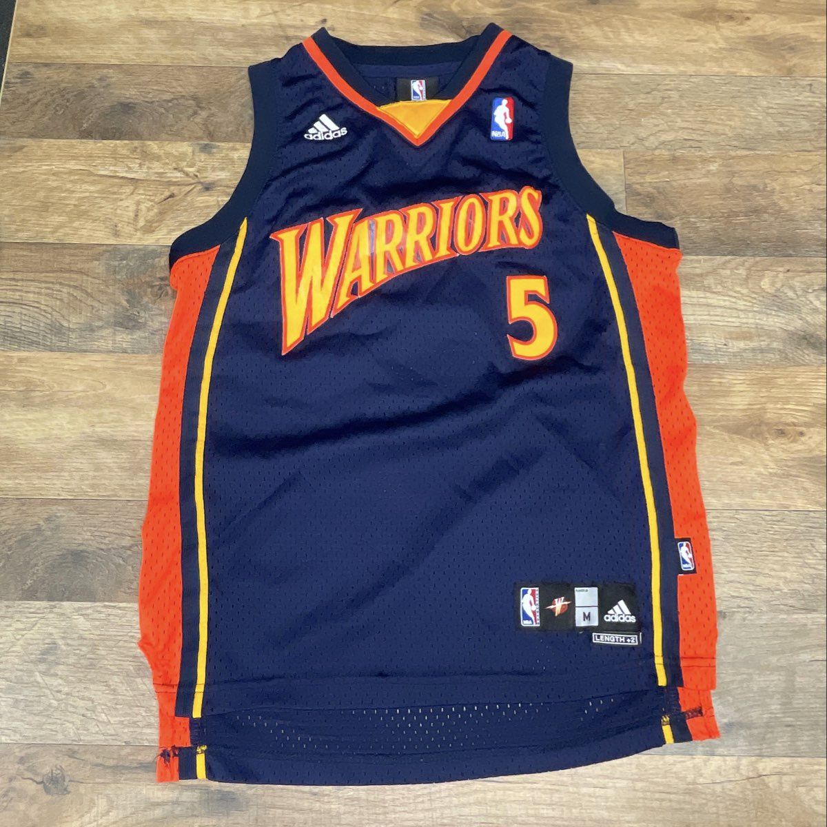 Adidas Kids Golden State Warriors Baron Davis #5 Navy Basketball Jersey Sz M