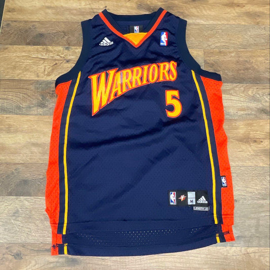 Adidas Kids Golden State Warriors Baron Davis #5 Navy Basketball Jersey Sz M