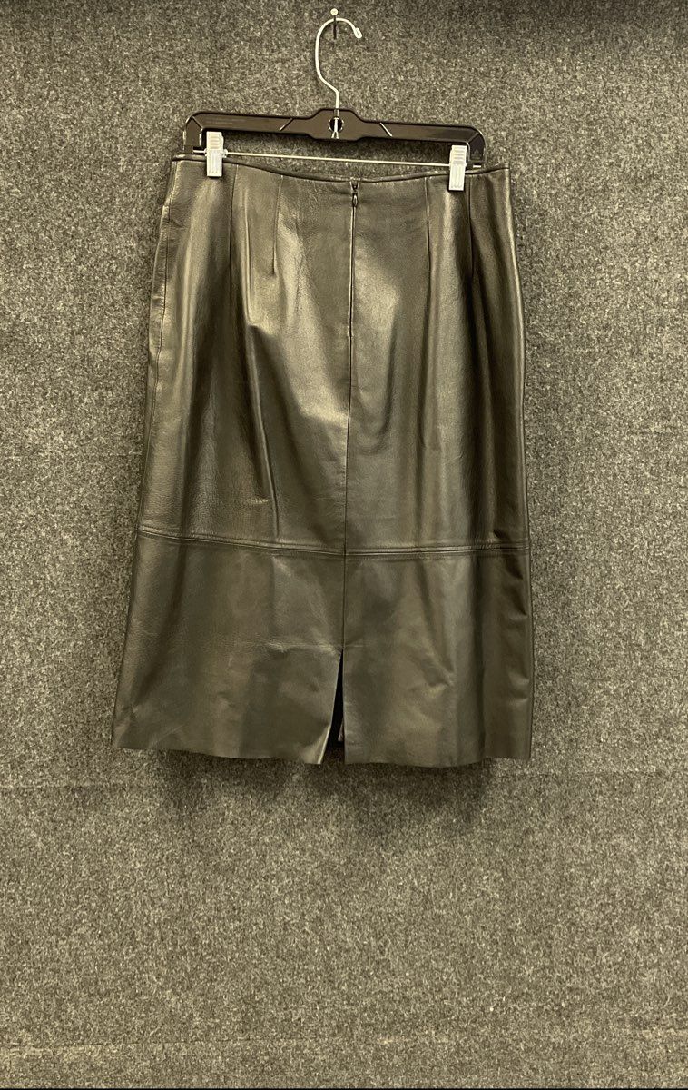 Vintage 90s Clio Leather Women's Black Paneled Midi Skirt Sz 12